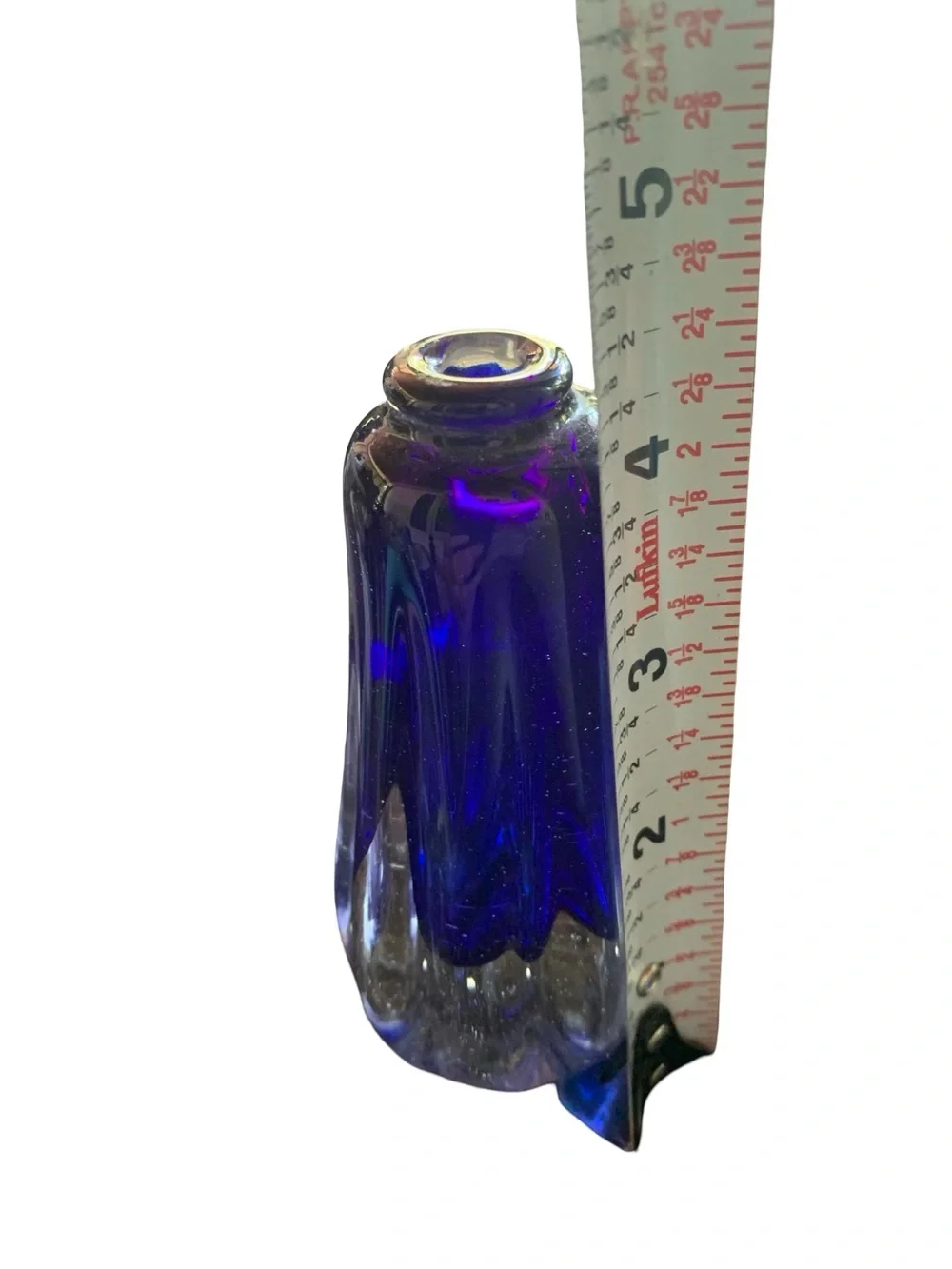 Hand blown Cobalt Blue & Clear Bud Vase 4.5”